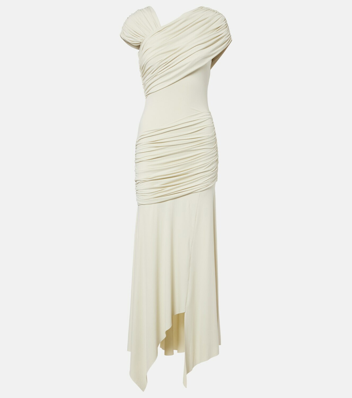 De La Vali Hela draped asymmetric jersey midi dress