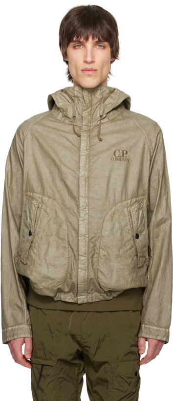 Photo: C.P. Company Khaki Lino Wax Goggle Jacket