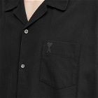 AMI Paris Men's Tonal Logo Camp Collar Shirt in Black