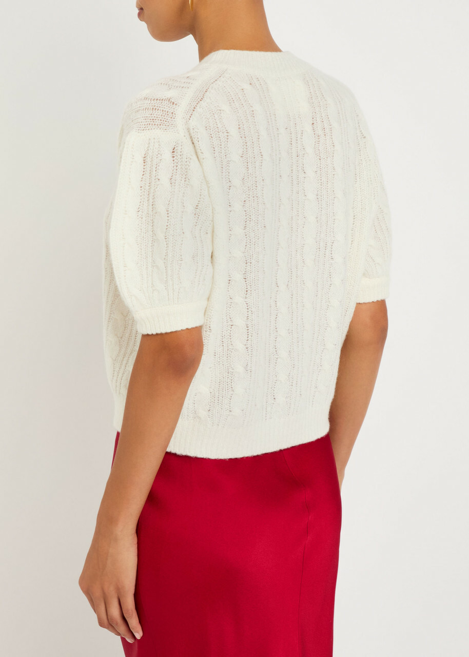 Lisa Yang Kenzie Cable-knit Cashmere and Silk-blend top Cream