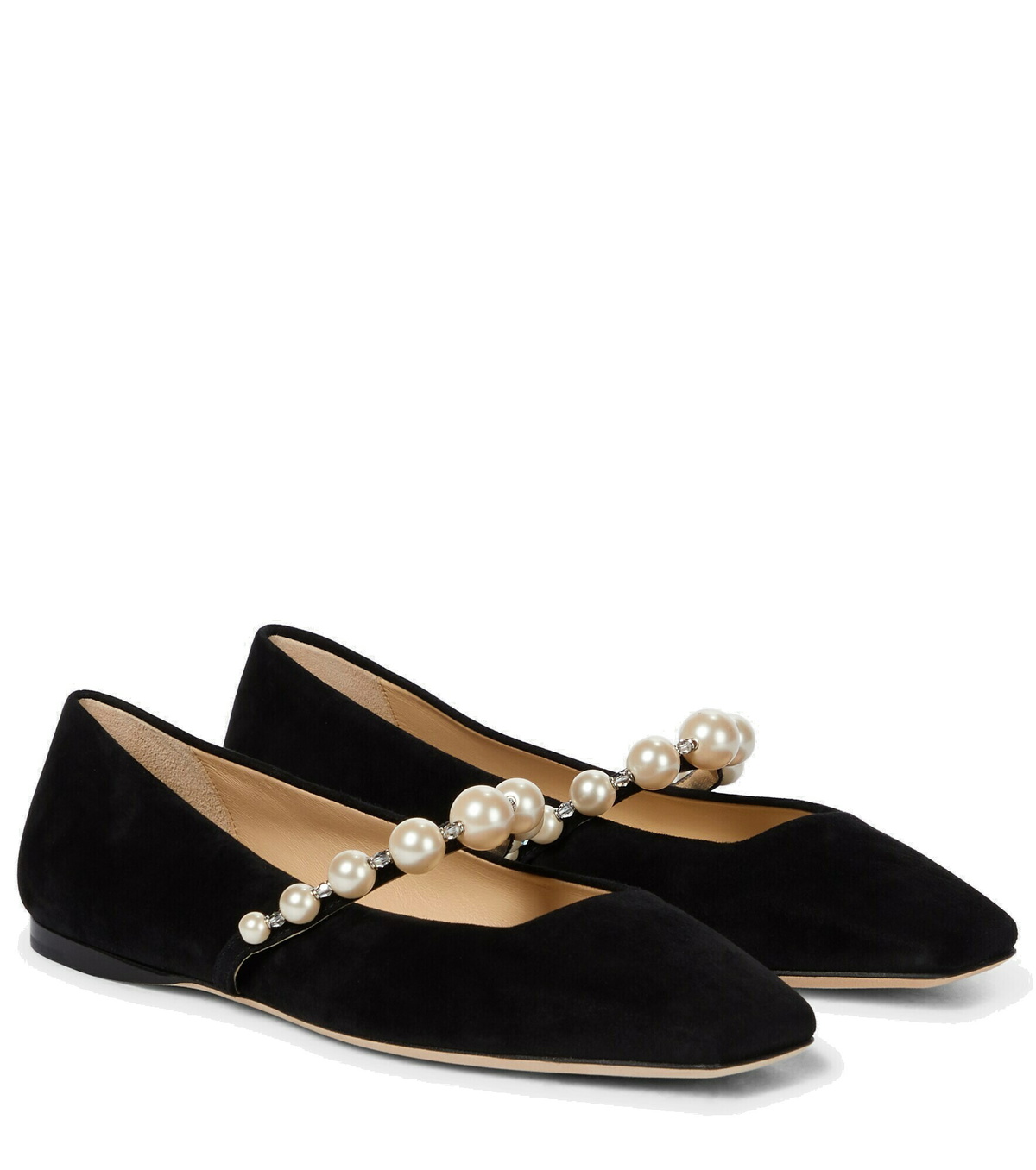 【JIMMY CHOO】ADE FLAT 37 Suede Ballet Flats Jimmy Choo Ade Jimmy Choo Ade Embellished Suede