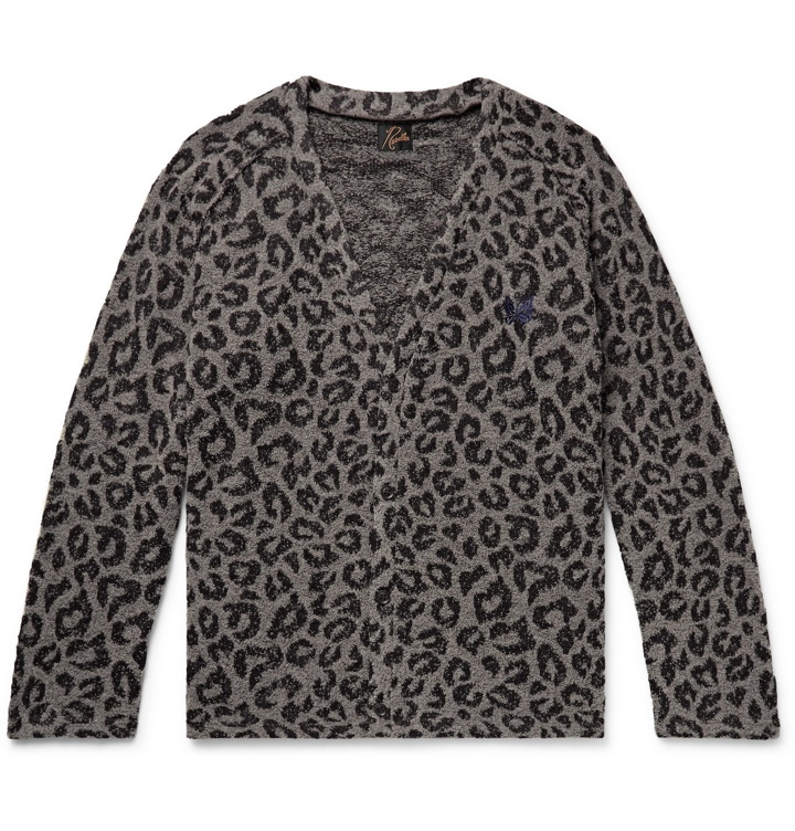 Photo: Needles - Logo-Embroidered Leopard-Print Bouclé Cardigan - Gray