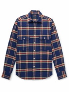 Drake's - Checked Cotton-Twill Shirt - Blue