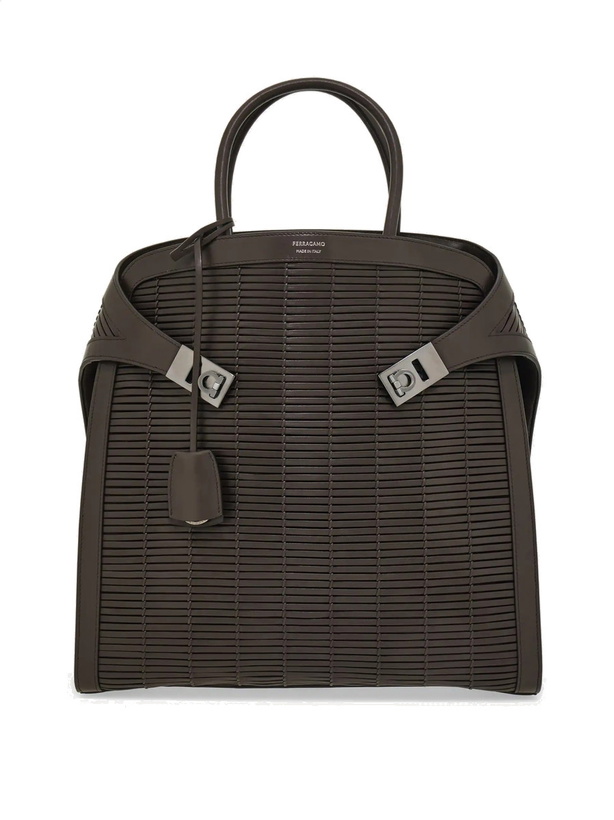 Photo: Ferragamo Mens Hug tote bag in Brown