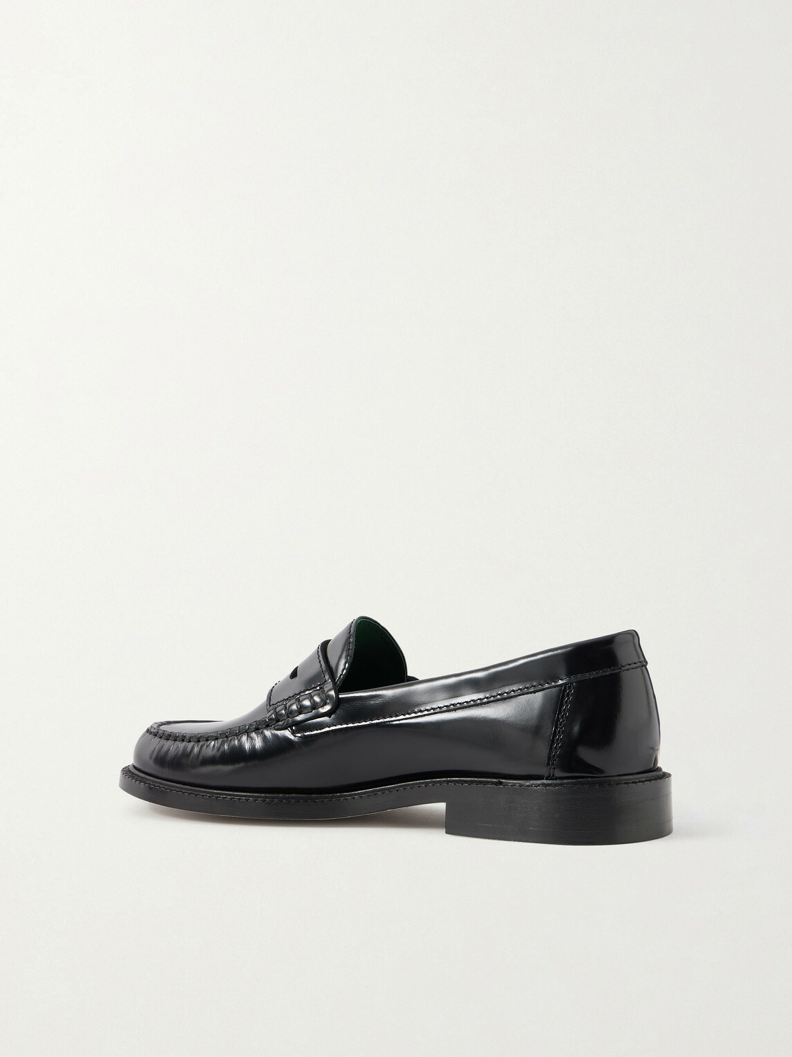 VINNY's - Yardee Polished-Leather Penny Loafers - Black