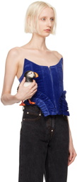 Pushbutton Blue Frill Hem Corset