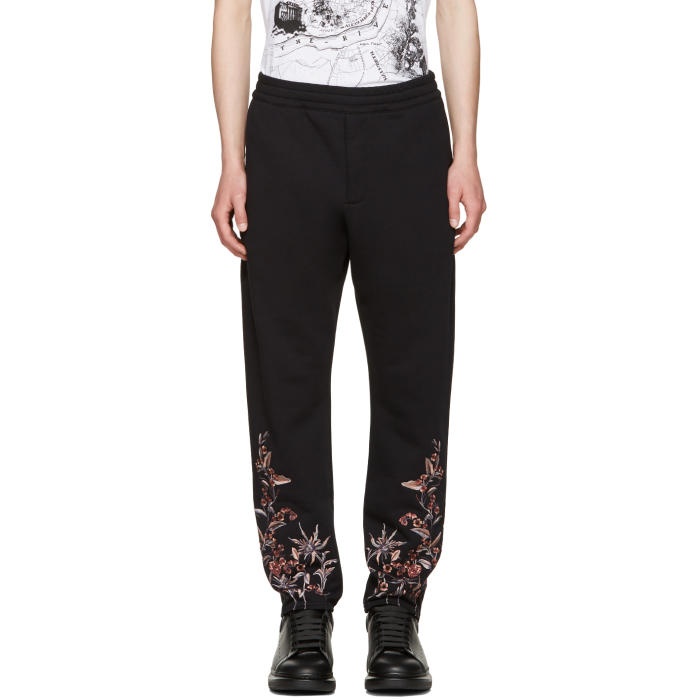 Photo: Alexander McQueen Black Embroidered Lounge Pants