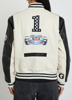 AN-Y1 Unisex Quilted Appliquéd Leather Jacket Black And White