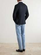 Caruso - Aida Double-Breasted Wool-Basketweave Blazer - Blue
