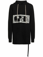 RICK OWENS DRKSHDW - Printed Logo Cotton Hoodie