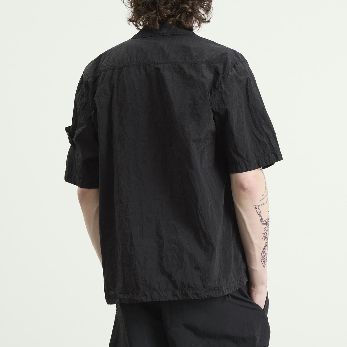 Stone Island Men's Nylon Metal Short Sleeve Shirt in Black