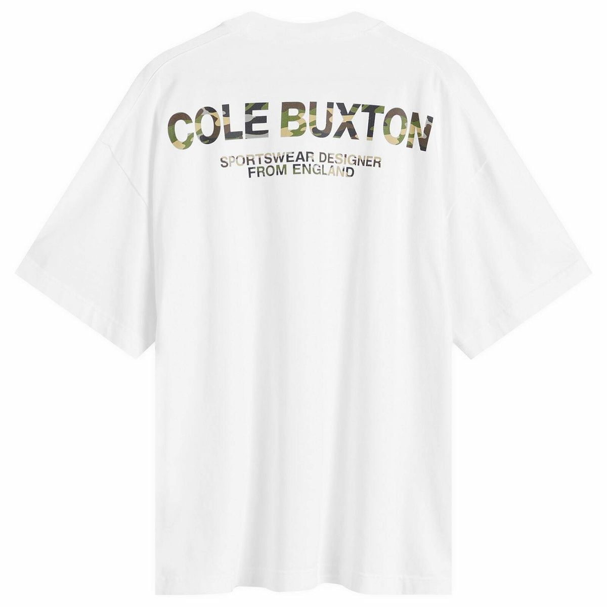 END. x Cole Buxton Camo Sportswear T-Shirt in Vintage White