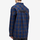 Loewe Men's Check Overshirt in Navy Blue/Brown
