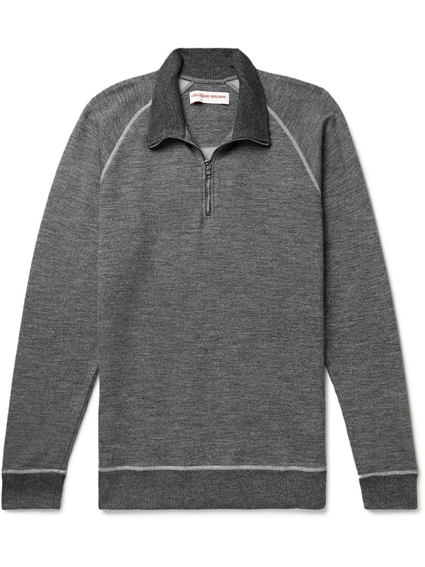 Photo: Orlebar Brown - Isar Cotton and Wool-Blend Half-Zip Sweatshirt - Gray