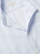Incotex - Glanshirt Grandad-Collar Striped Cotton and Linen-Blend Shirt - Blue