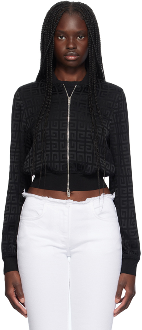 Givenchy Black Jacquard Logo Bomber Jacket
