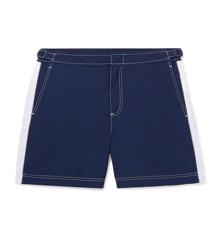 Photo: Orlebar Brown - Bulldog Mid-Length Striped Swim Shorts - Navy