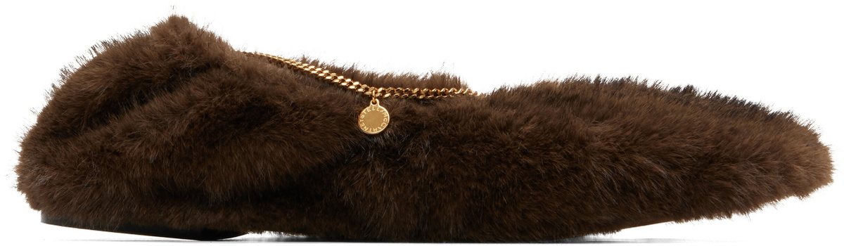 Stella McCartney Brown Mink Ankle Chain Ballerina Flats