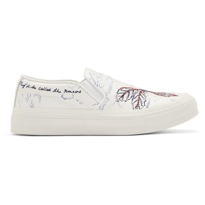 Photo: Alexander McQueen White Floral Slip-On Sneakers 
