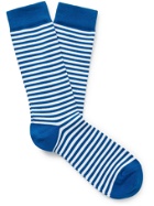 SUNSPEL - Striped Stretch Cotton-Blend Socks - Blue
