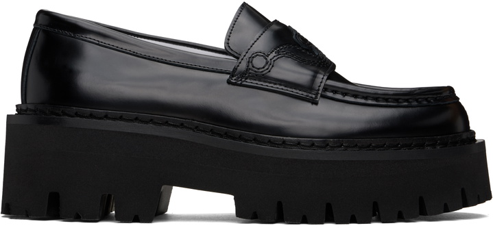 Photo: Moschino Black Question Stitch Loafers
