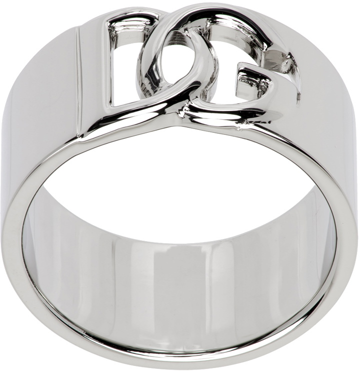 Photo: Dolce&Gabbana Silver 'DG' Logo Cutout Ring