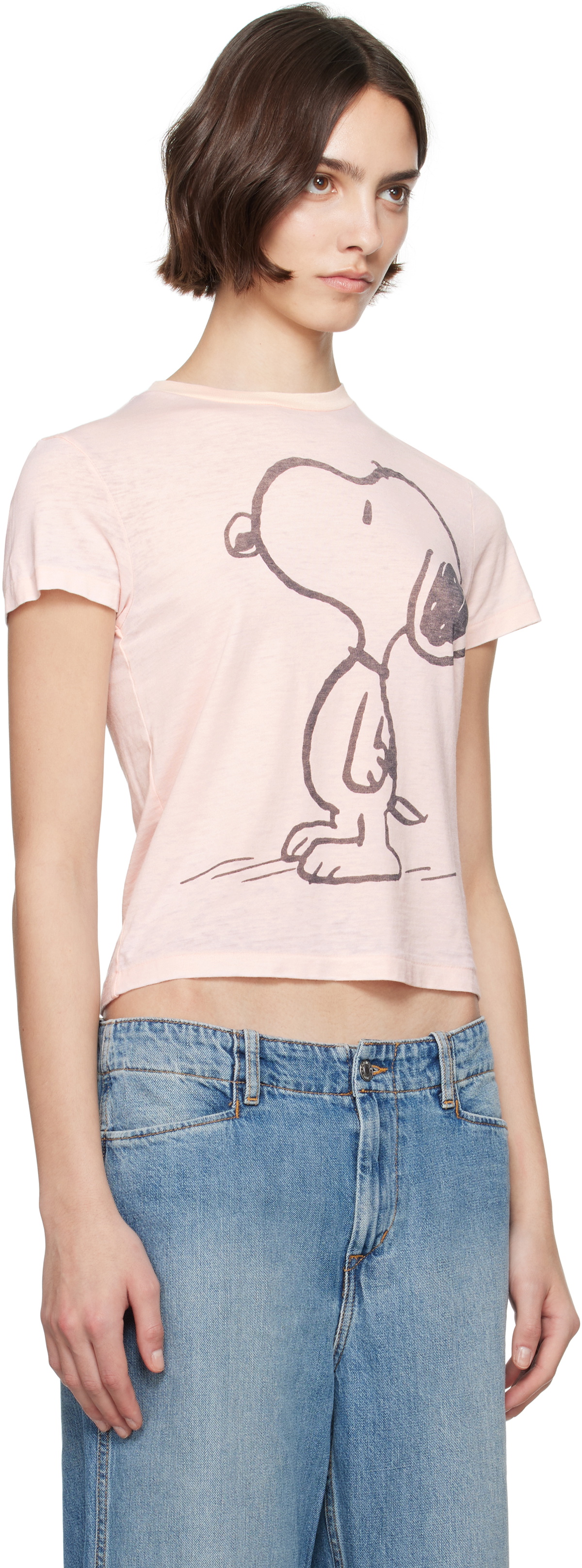 Re/Done Pink Classic Snoopy T-shirt