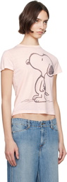 Re/Done Pink Classic Snoopy T-shirt