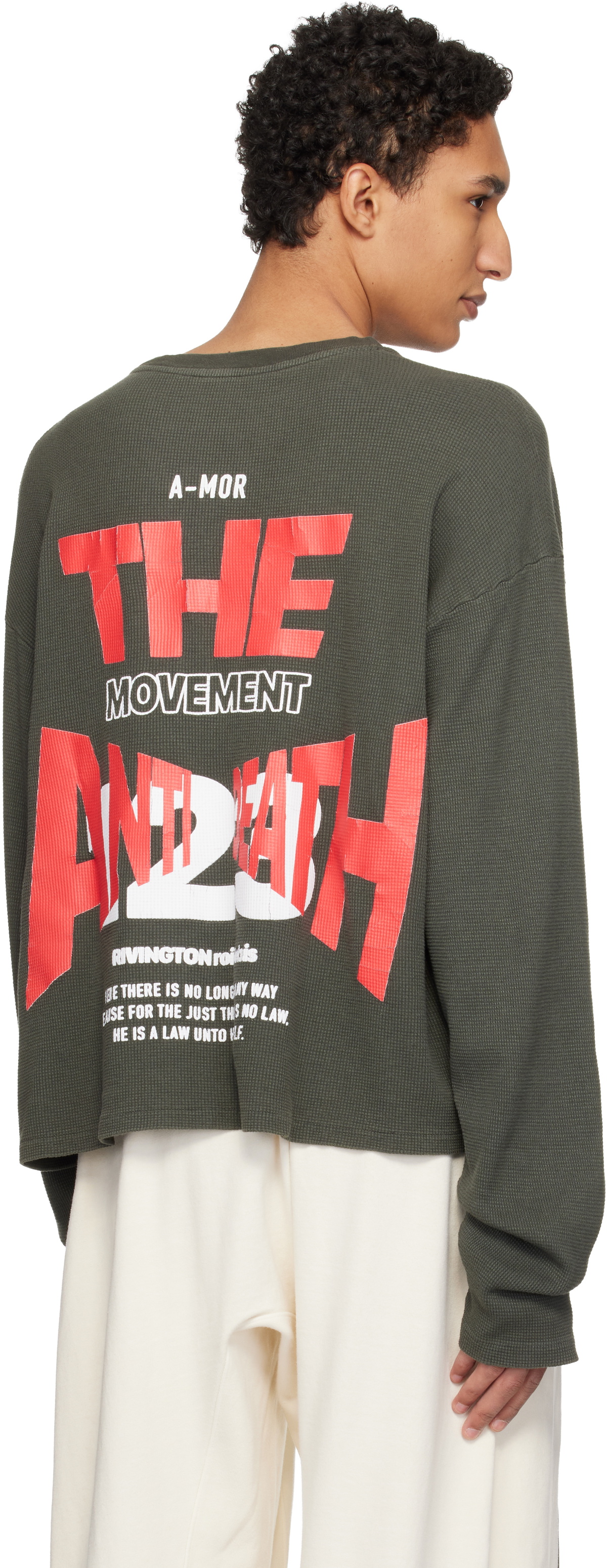 Rivington Roi Rebis Khaki 'Anti Death' Thermal T-shirt