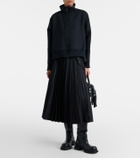Sacai Belted cotton-blend gabardine midi skirt