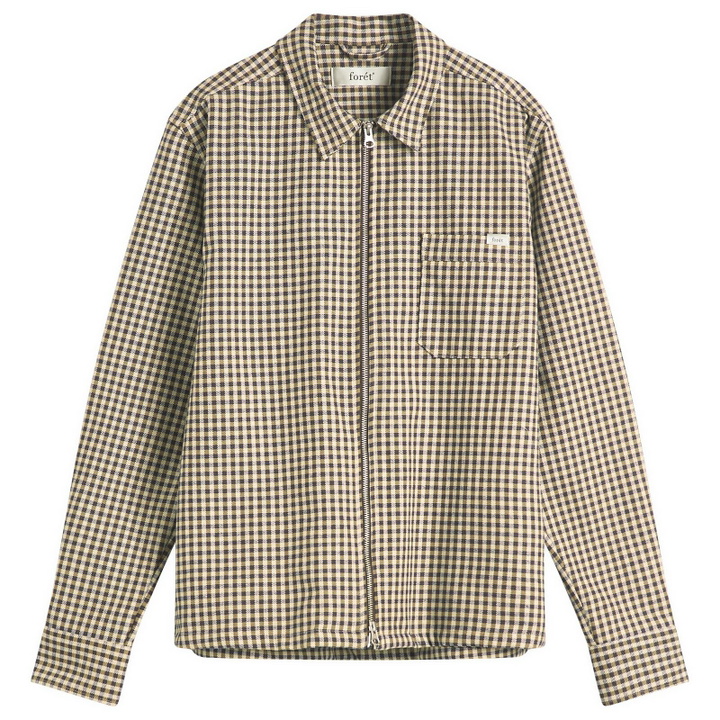 Photo: Foret Men's Cabin Zip Shirt Jacket in Brown Check