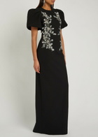 Rebecca Vallance Zephyr Embellished Crepe Gown Black