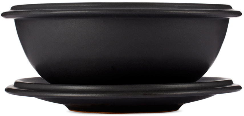 BKLYN CLAY SSENSE Exclusive Black Saturn Dinnerwear Cereal Bowl & Eggo Plate Set