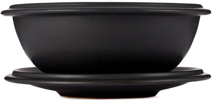 Photo: BKLYN CLAY SSENSE Exclusive Black Saturn Dinnerwear Cereal Bowl & Eggo Plate Set