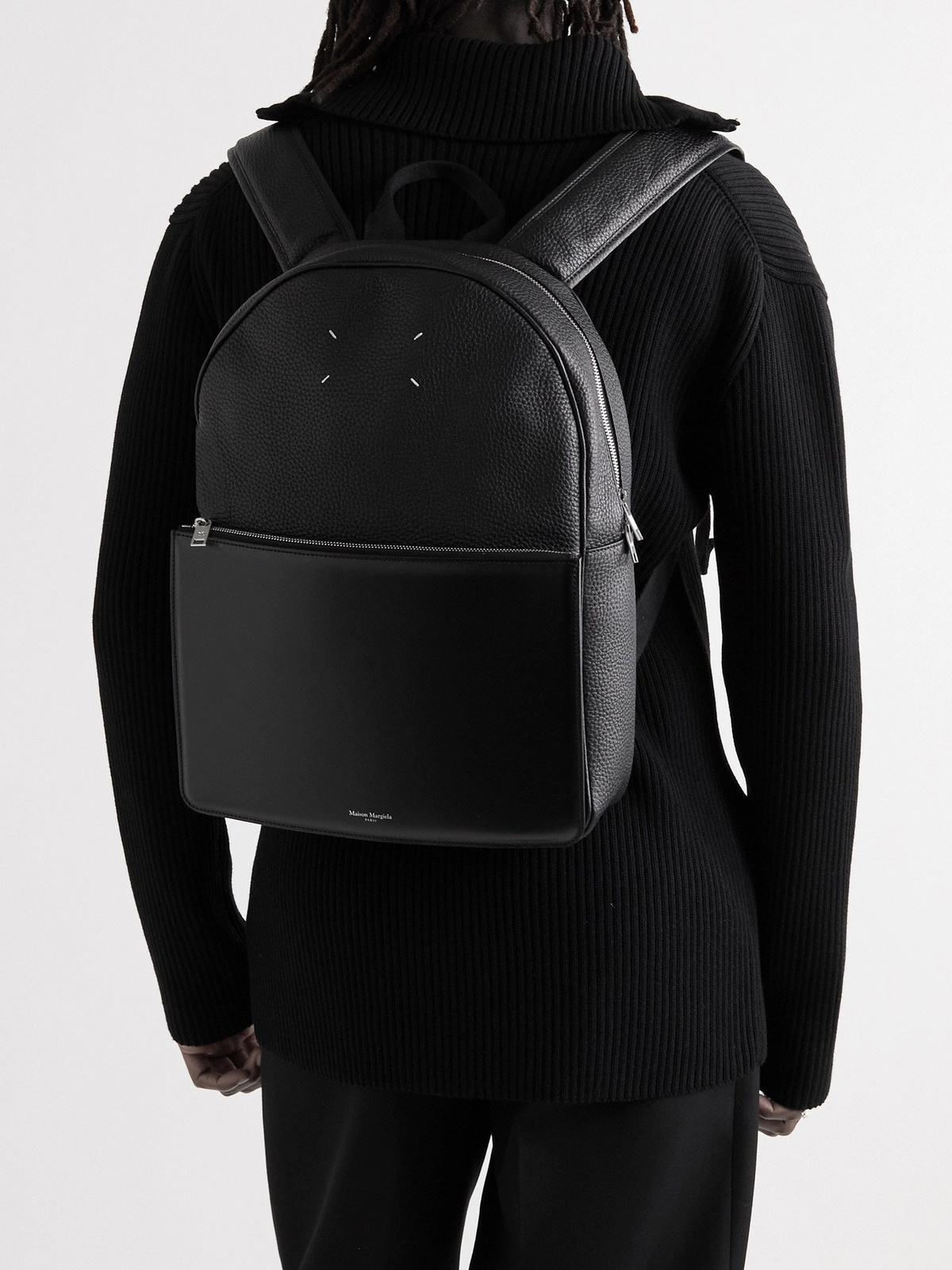 MAISON MARGIELA - Full-Grain and Smooth Leather Backpack - Black