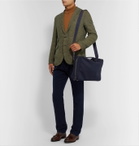 Álvaro - Arturo Leather-Trimmed Canvas Briefcase - Blue