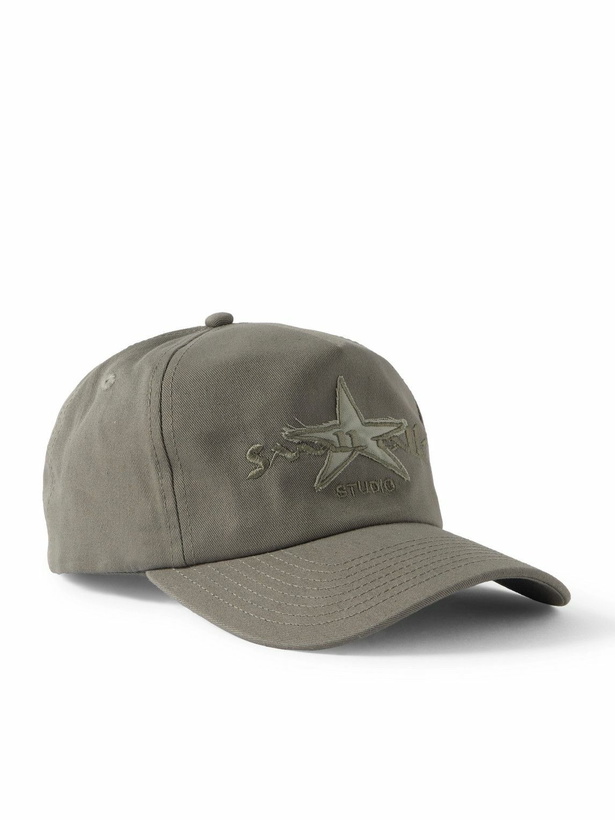 Photo: Small Talk - Star Appliquéd Embroidered Cotton-Twill Baseball Cap
