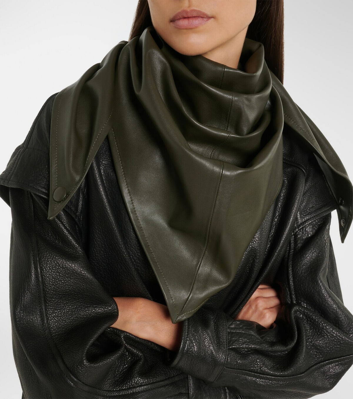 Nour Hammour Draped leather hood