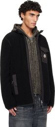 Moncler Black Teddy Pocket Zip-Up Jacket