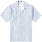 Auralee Men's Strriped Vacation Shirt in Blue Stripe