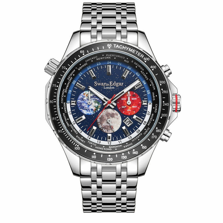 Photo: Swan & Edgar World Timer Blue Dial Mens Watch SE0059S