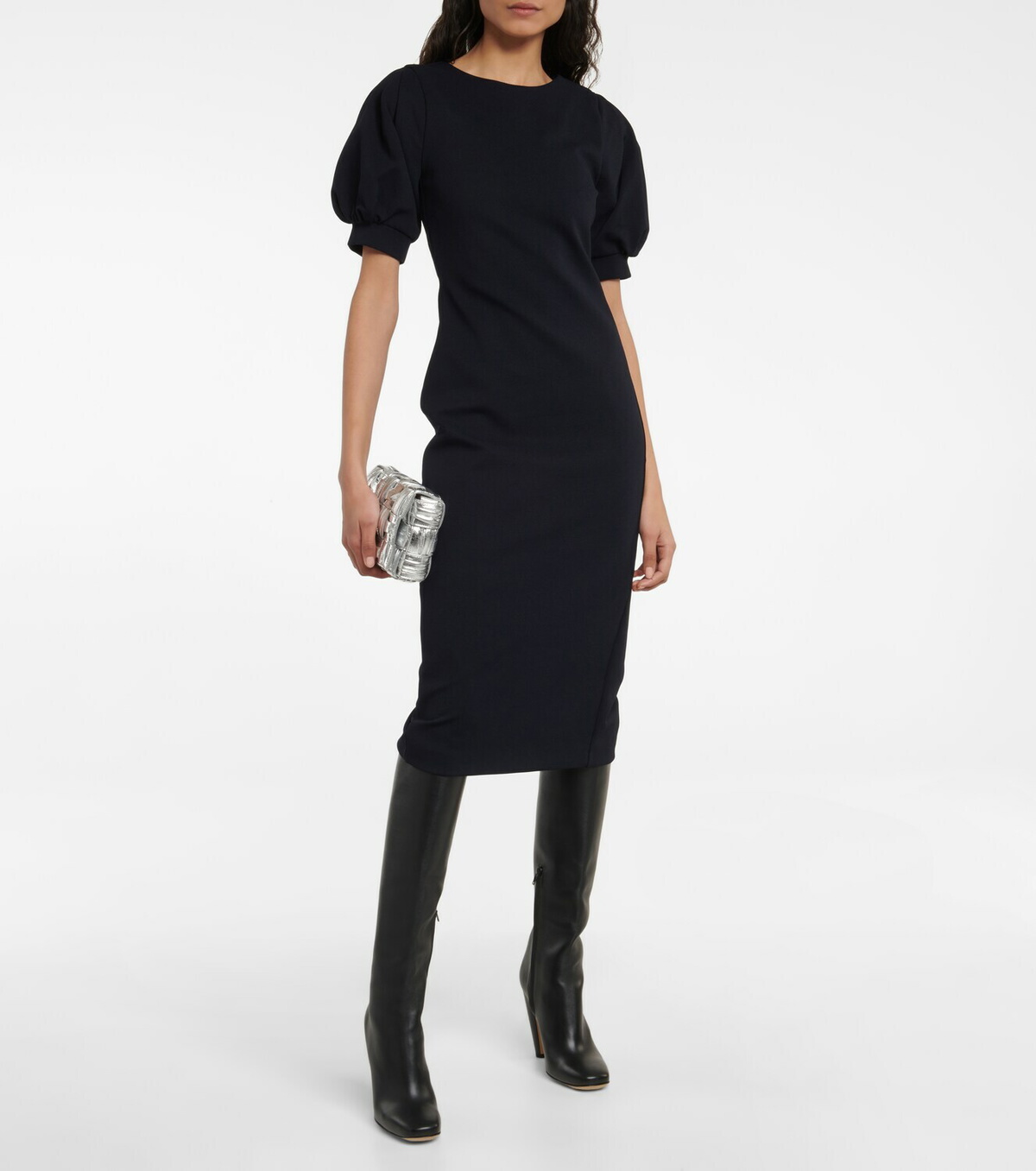Max Mara - Unione puff-sleeve jersey midi dress Max Mara