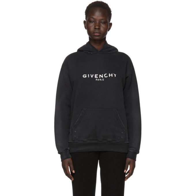 Photo: Givenchy Black Destroyed Logo Hoodie