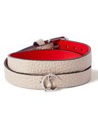CHRISTIAN LOUBOUTIN - Silver-Tone and Textured-Leather Wrap Bracelet