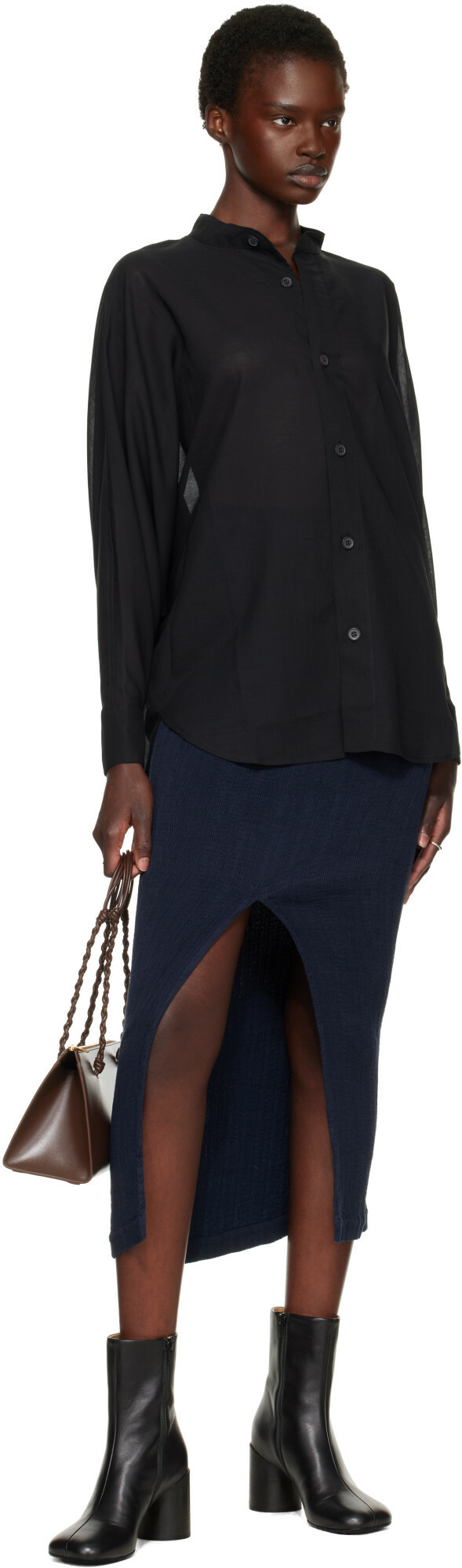 ISSEY MIYAKE Black Sheer Wool Shirt