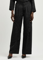 High Borderline Floral-jacquard Trousers Black
