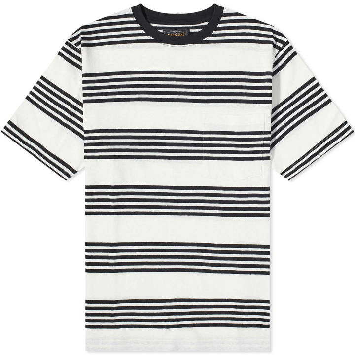 Photo: Beams Plus Men's Stripe Nep Pocket T-Shirt in Off White