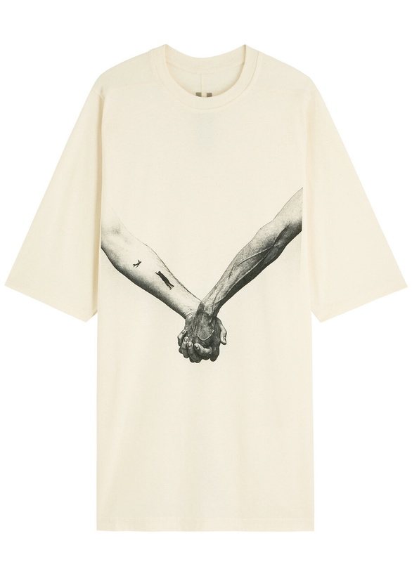 Photo: Rick Owens Jumbo Printed Cotton T-shirt Cream