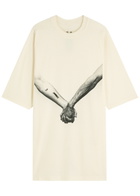 Rick Owens Jumbo Printed Cotton T-shirt Cream