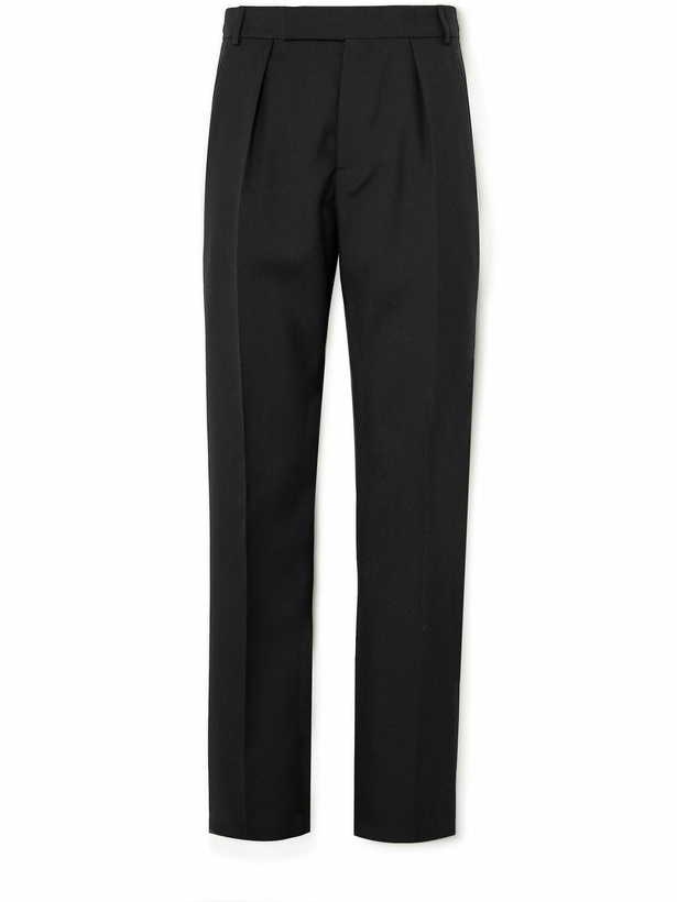 Photo: Alexander McQueen - Straight-Leg Pleated Wool-Gabardine Trousers - Black